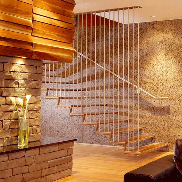 J-Prima design corridor and staircase sensor lighting wooden treads