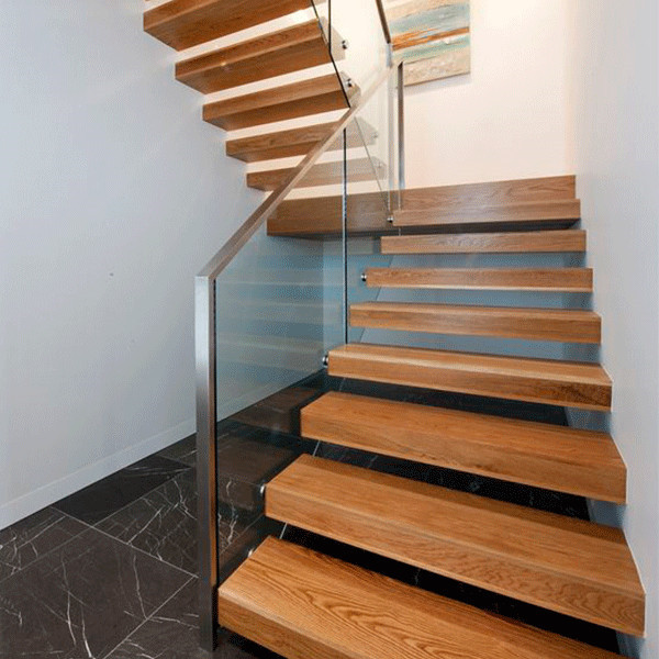 J-J- Cost Prima floating staircase railing laminated wood treads   