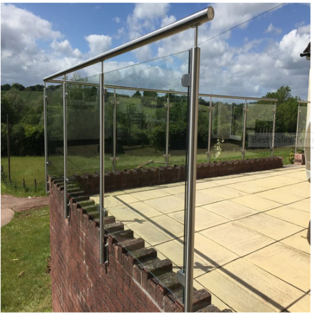 S-Hot sale balcony glass system/deck post glass railing