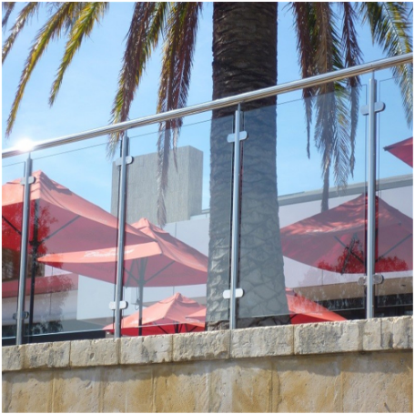 S-Flooring-Mount Stainless Steel Post Glass Terrace Railing Designs