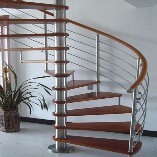 J-staircase suppliers cheap modular rod bar railing wooden spiral staircase