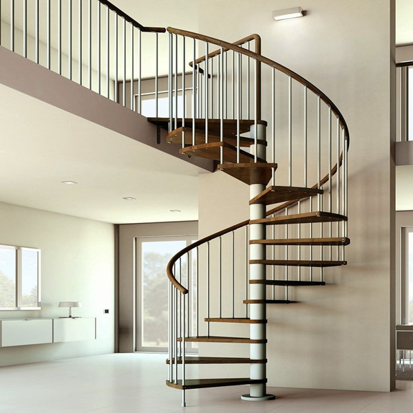 J-Steel Wood Stair Stainless Steel Spiral Staircase For Sale 