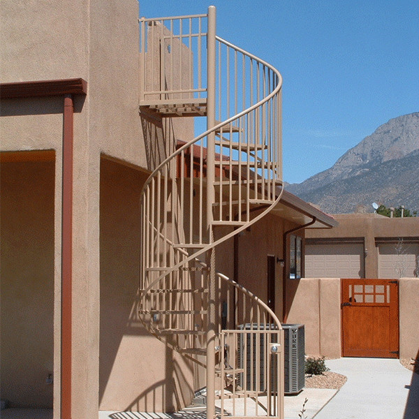 J-black outdoor wood and steel modular spiral staircase staircases 