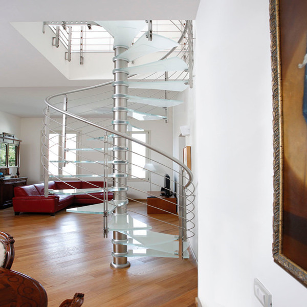 J- Stair Treads Circular Staircase With Glass Railing 