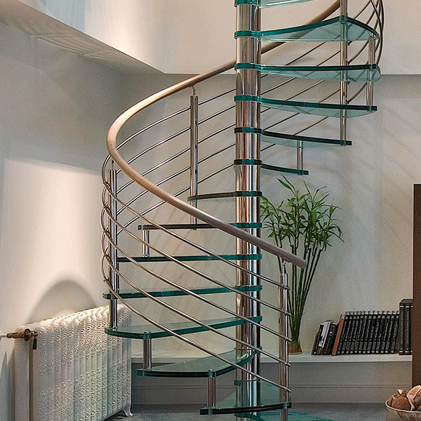 J-Prefab Glass Spiral Staircase With Wood Or PVC Handrail 