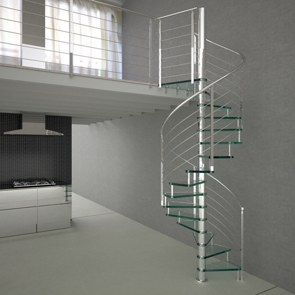 J-stainless Steel Glass railing spiral staircase