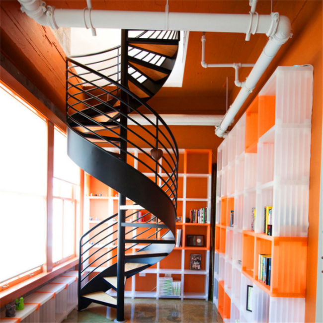 J-Cheap price design indoor spiral stairs wood steel staircase 