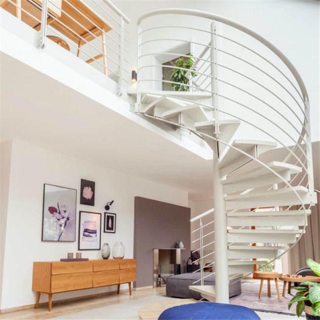 Indoor steel beam staircase circle iron stair design 