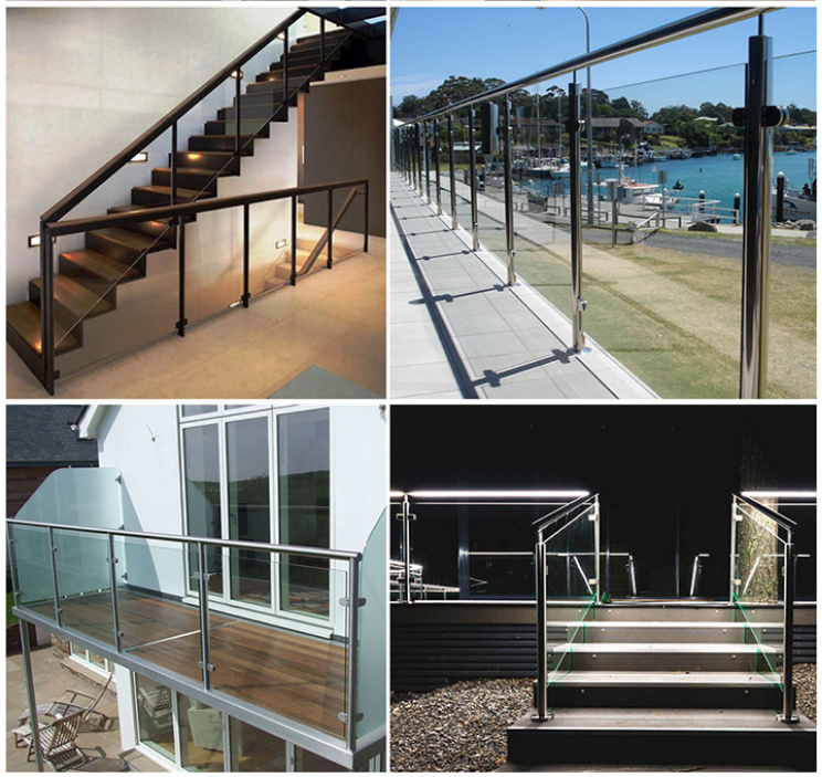 S-Stainless steel clamp post glass handrail modern railing