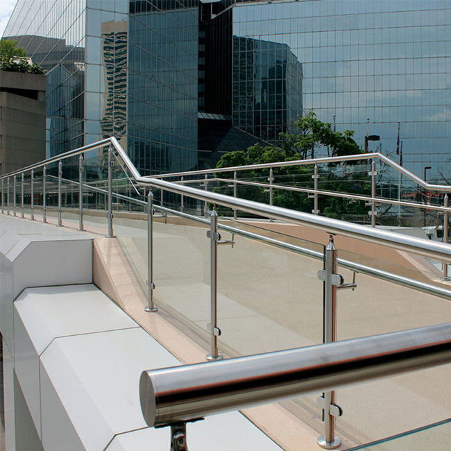 S-Classic Handrail Balcony Stainless Steel Square Post Glass Railing Design