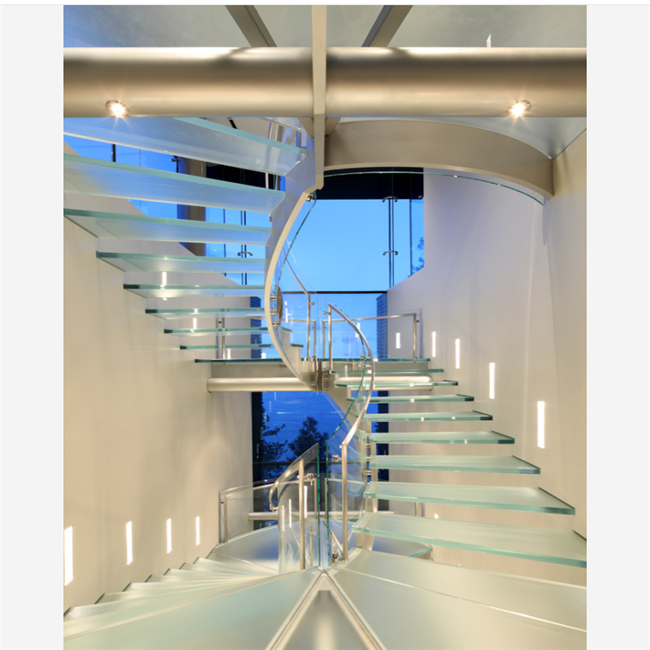 J-curved decorative glass handrail balustrade stairs