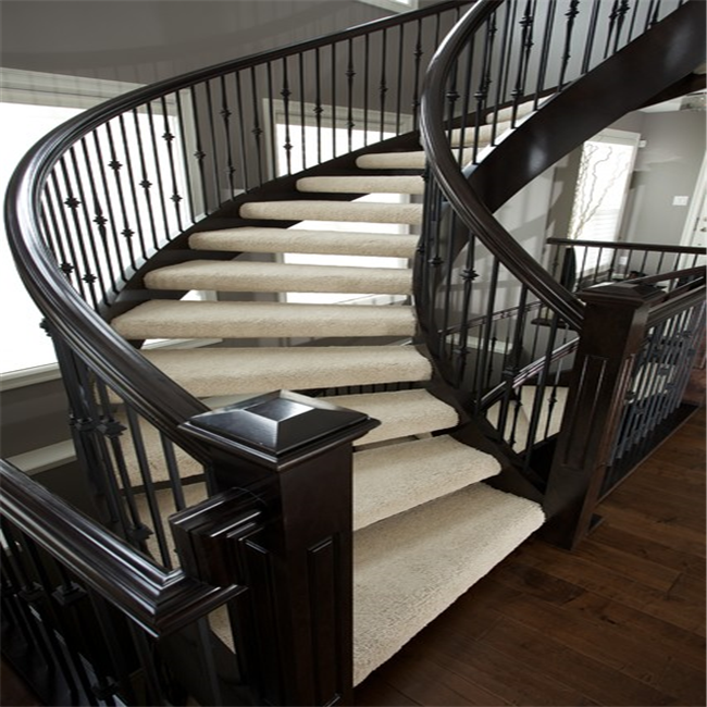 J-indoor classic steel and wood combined design curved stairs 