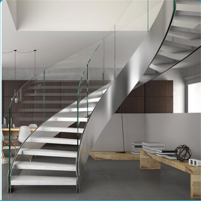 J-PRIMA glass treads stainless steel curved stairs