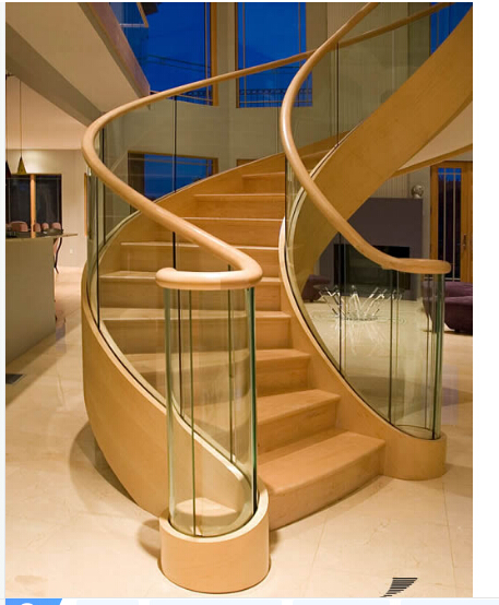 J-New design fancy curved staircase double steel beam
