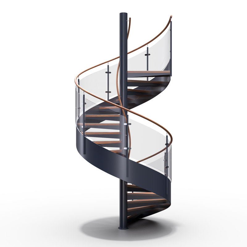 J-mono stringer spiral stairs with sensor stair light