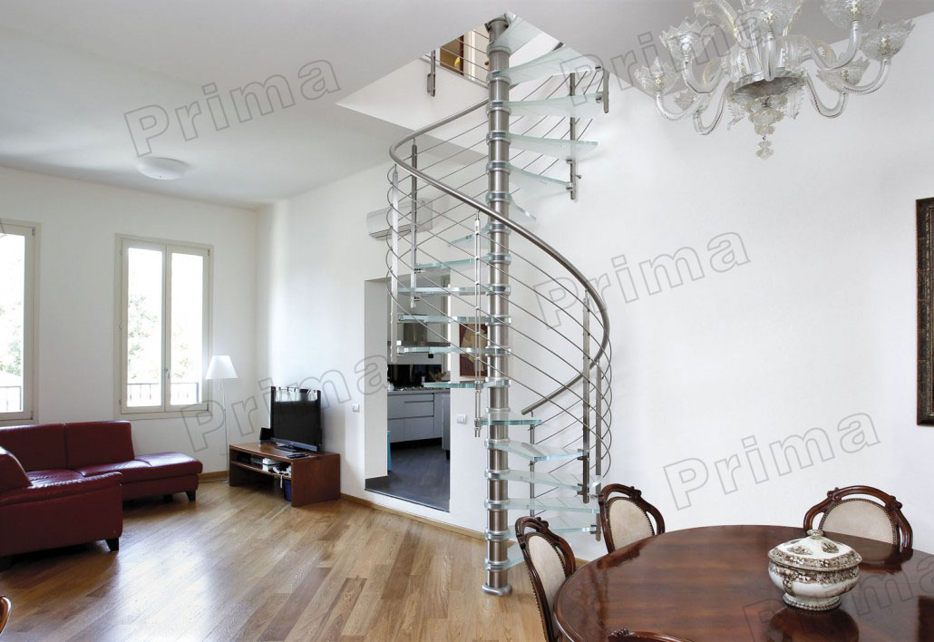 J-Glass spiral Stair indoor  iron spiral stairs interior prices