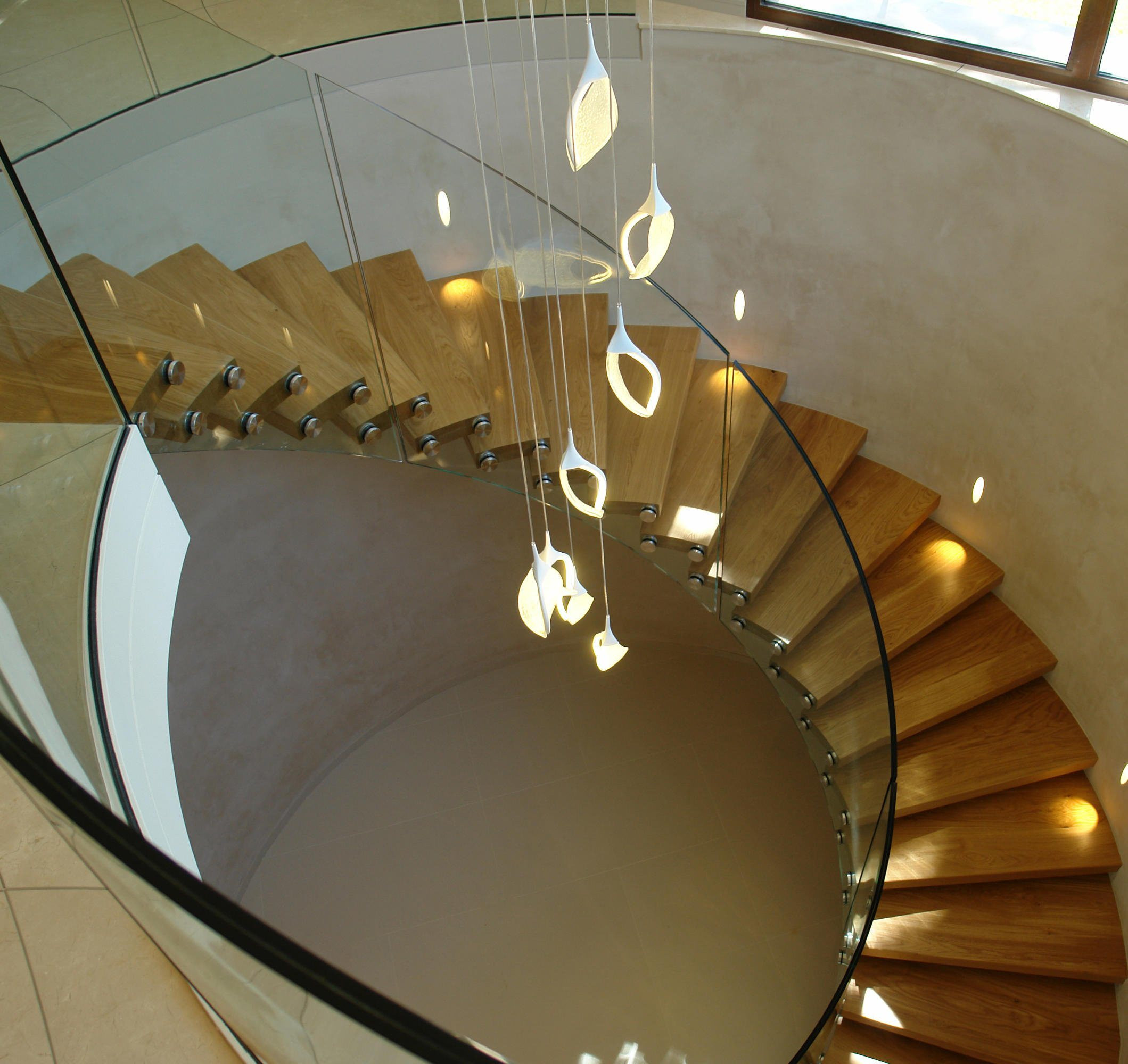 J-modern interior glass stair rails with LED light