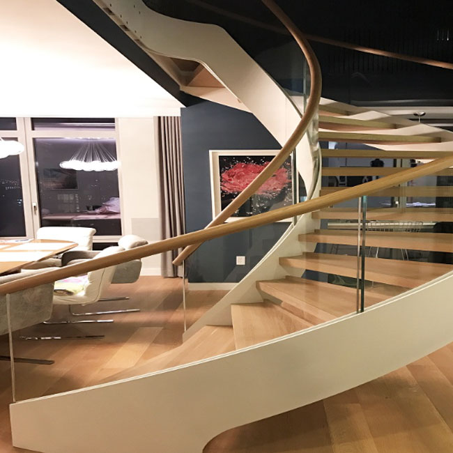 J- fashion design Beam Curved Stairs