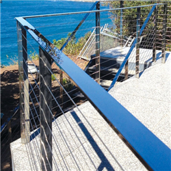 modern straight staircase with cable railing made in China-A