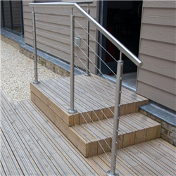 Hot Sale Modern Wood Steps Prefabricated Steel railing Cable Railing Staircase For Home-A