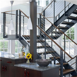 Modern Indoor Safety Installing Black Tension Vertical Stainless Steel Stair Wire Rope Cable Railing Post Design-A