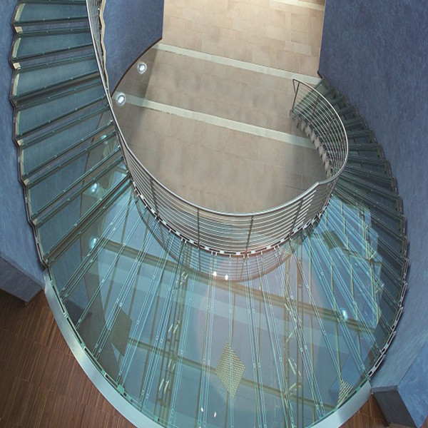 J-Modern Design Staircase Curved Wood Step Single Stringer Stair