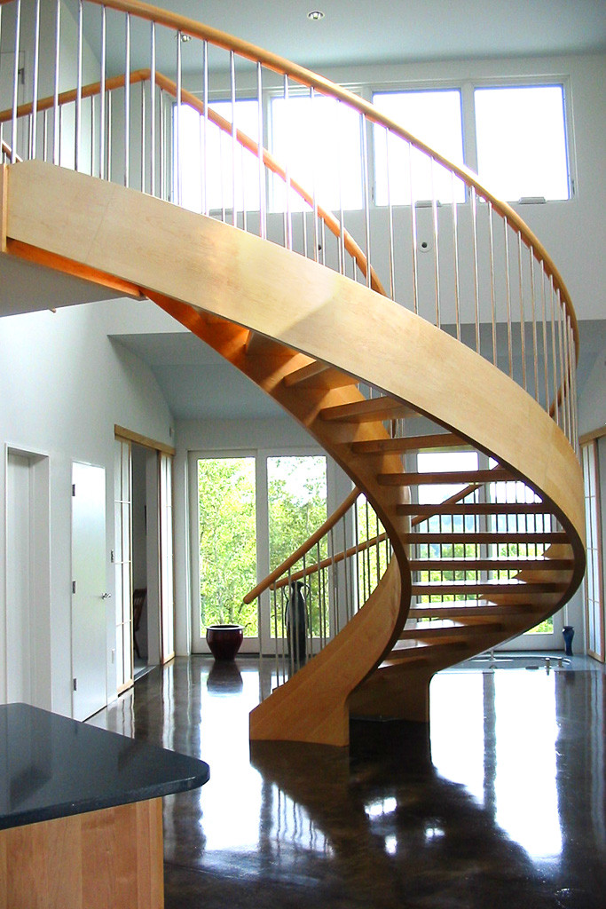J-Modern indoor luxury curved staircase