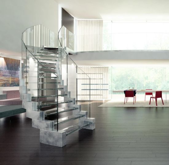J-Internal residential double stringer curve stairs
