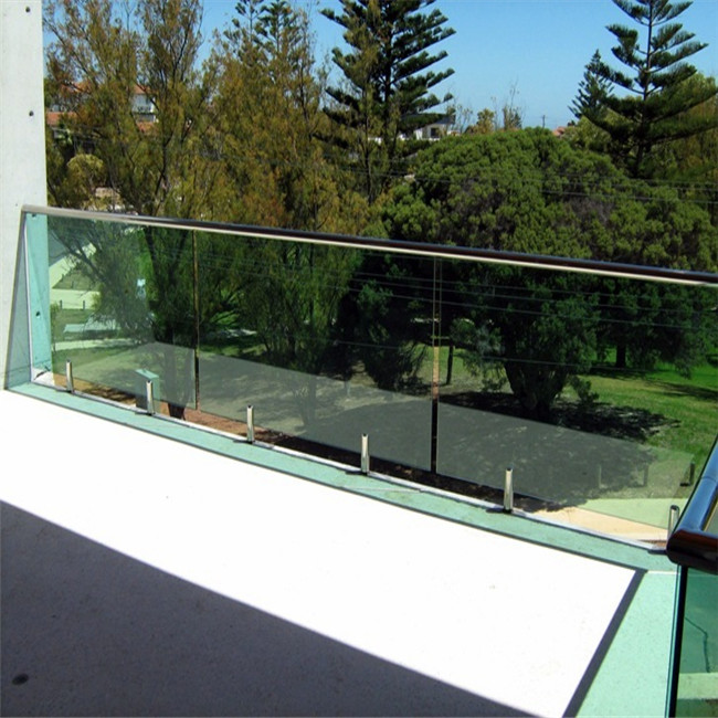S-Balcony stainless steel railing black glass spigot fence balustrade
