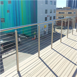 stainless steel square post wire railing with timber handrail-A