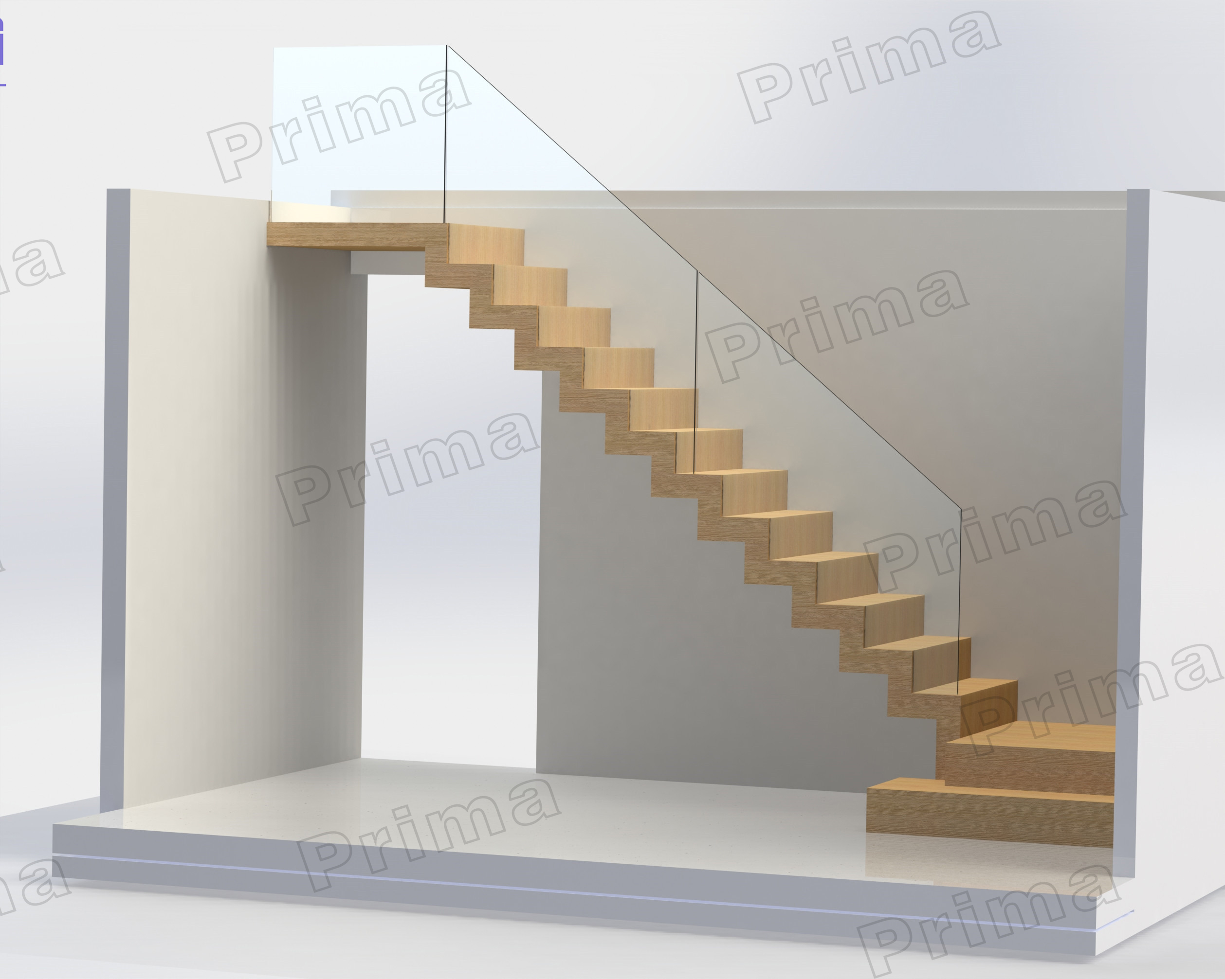 J-Stainless Steel Wooden Straight Staircase 