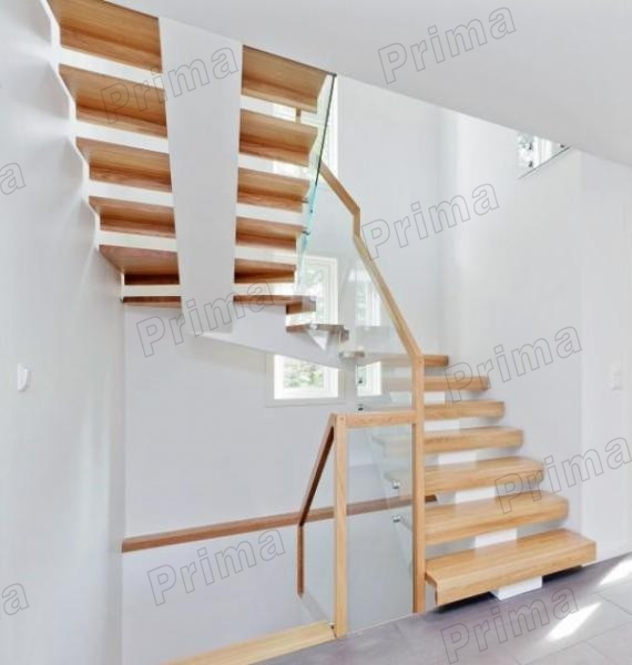J-Modern Wooden Staircase Floating Straight Stairs
