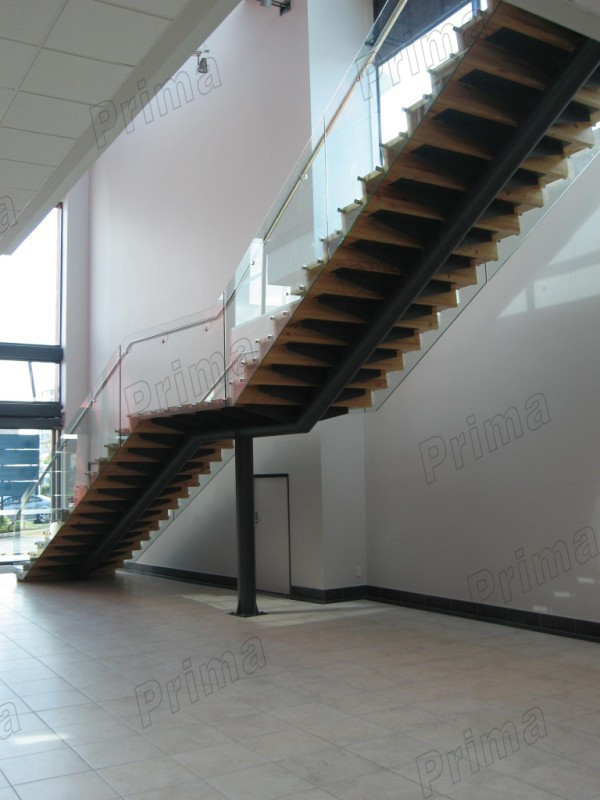 J-Floating straight stairs glass railing