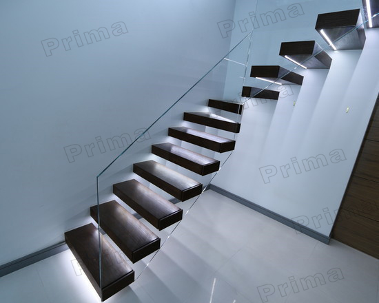 J-Folding Wood Stairs Floating and Straight Stairs Staircase