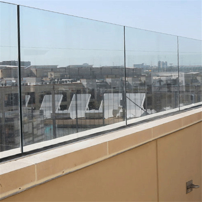 J-Aluminum U channel glass railing frameless glass railing system 