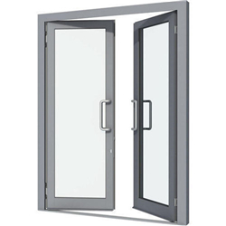 tempered glass aluminum casement door with transom-A