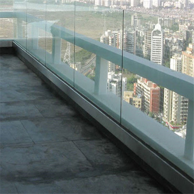 J-Aluminum shoe base railing u channel tempered glass railing