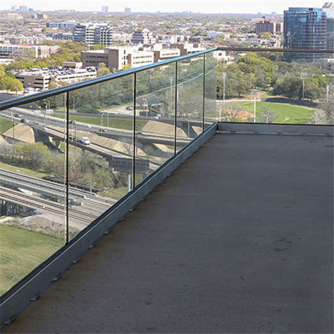 J-Modern Balcony U Channel Aluminium Frameless Glass Railing for Deck 