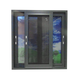 Wood grain Color Aluminum window Frames And Double Glass Design-A