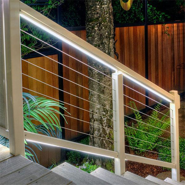 S-Wooden Handrail Painted Baluster Balcony Stair Use Stainless Steel Cable Railing