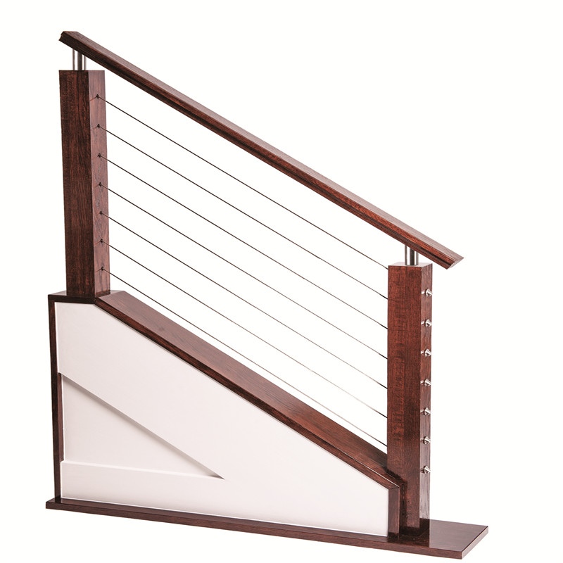 S-Residential Indoor Wood Staircase Stainless Steel Cable Railing